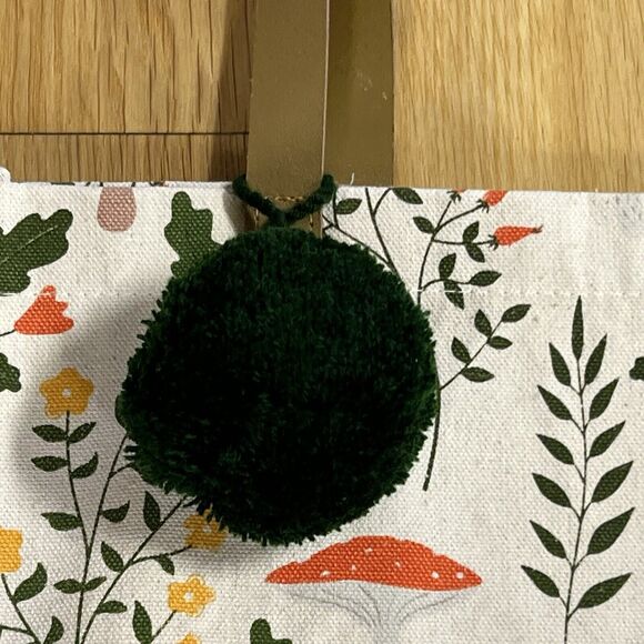 Eccolo MUSHROOM POM POM Reusable Tote Cotton Canvas Bag Multi Botanical - Picture 9 of 12